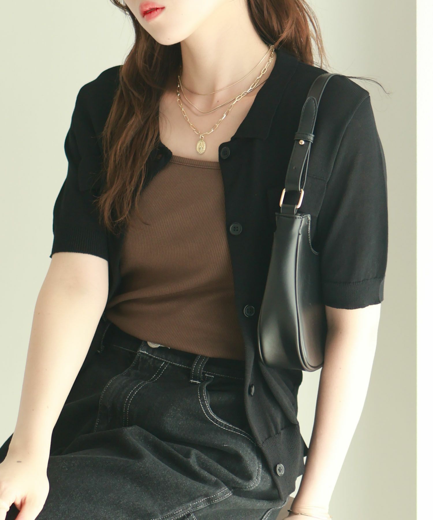 [さらに50%OFF]milli de l'air ポロカラーダブルポケットニット レディース商品画像-3