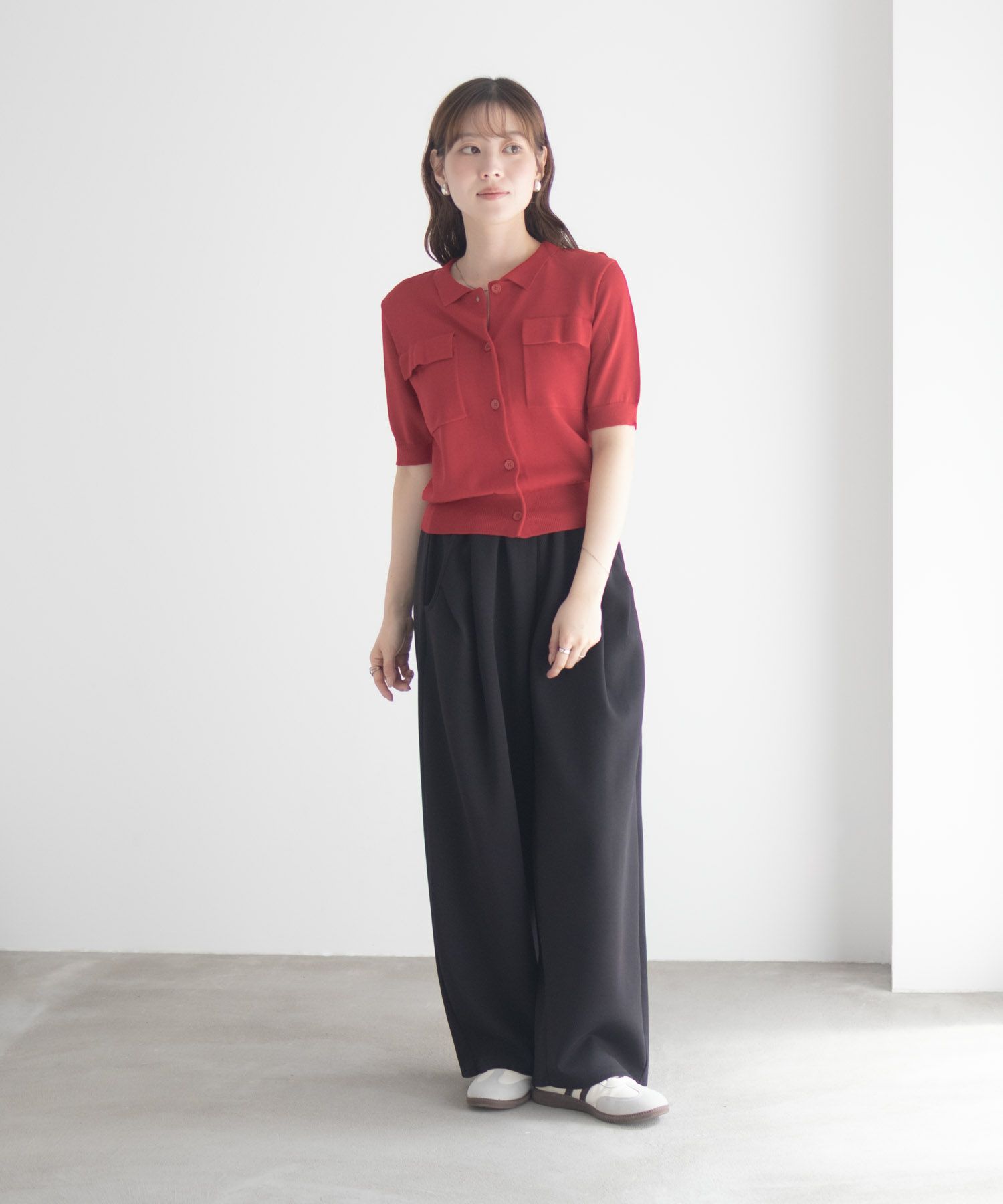 [さらに50%OFF]milli de l'air ポロカラーダブルポケットニット レディース商品画像-11