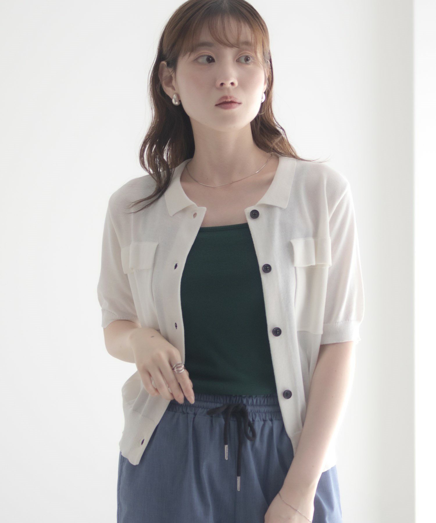 [さらに50%OFF]milli de l'air ポロカラーダブルポケットニット レディース商品画像-12