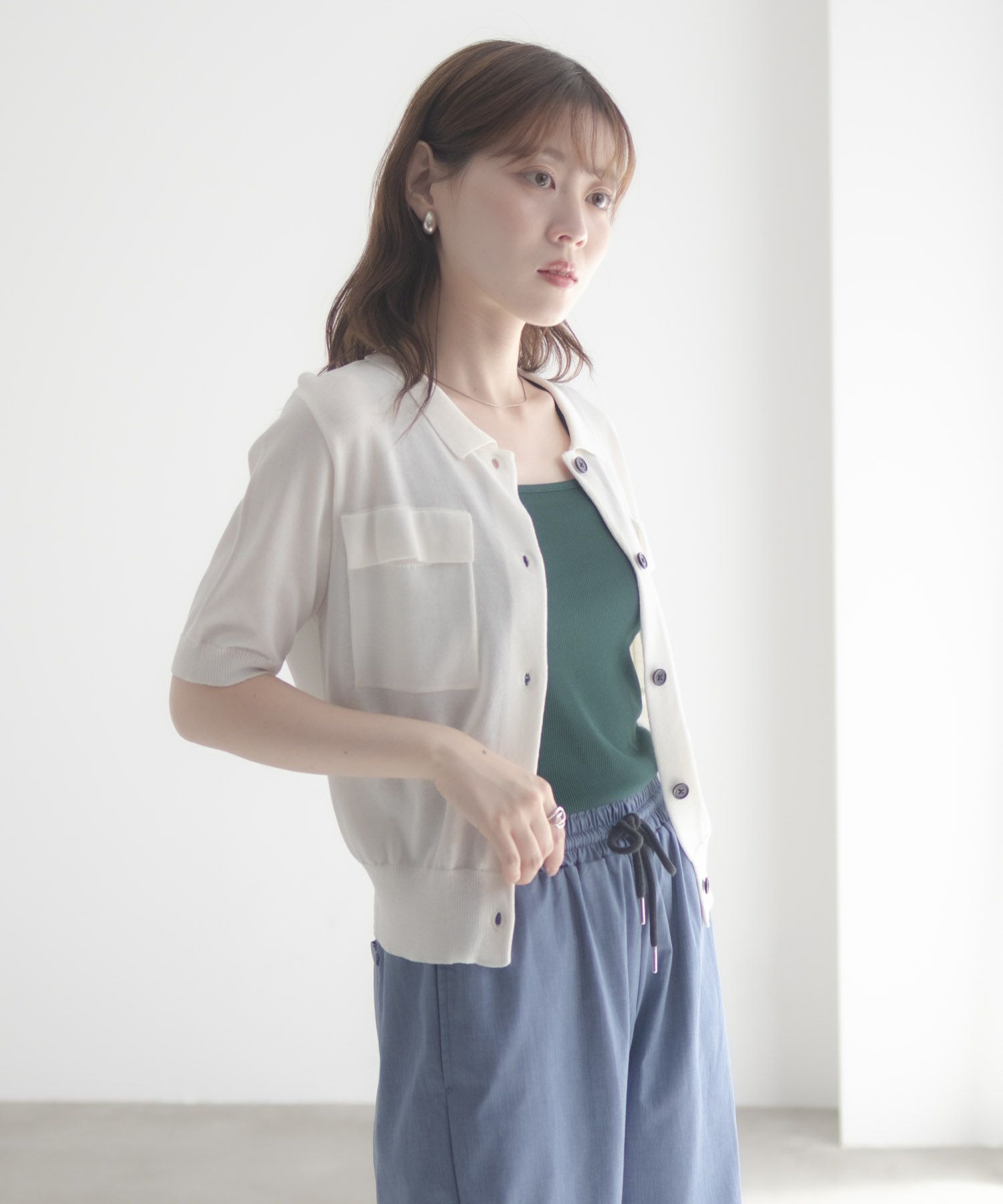 milli de l'air ポロカラーダブルポケットニット レディース商品画像-13