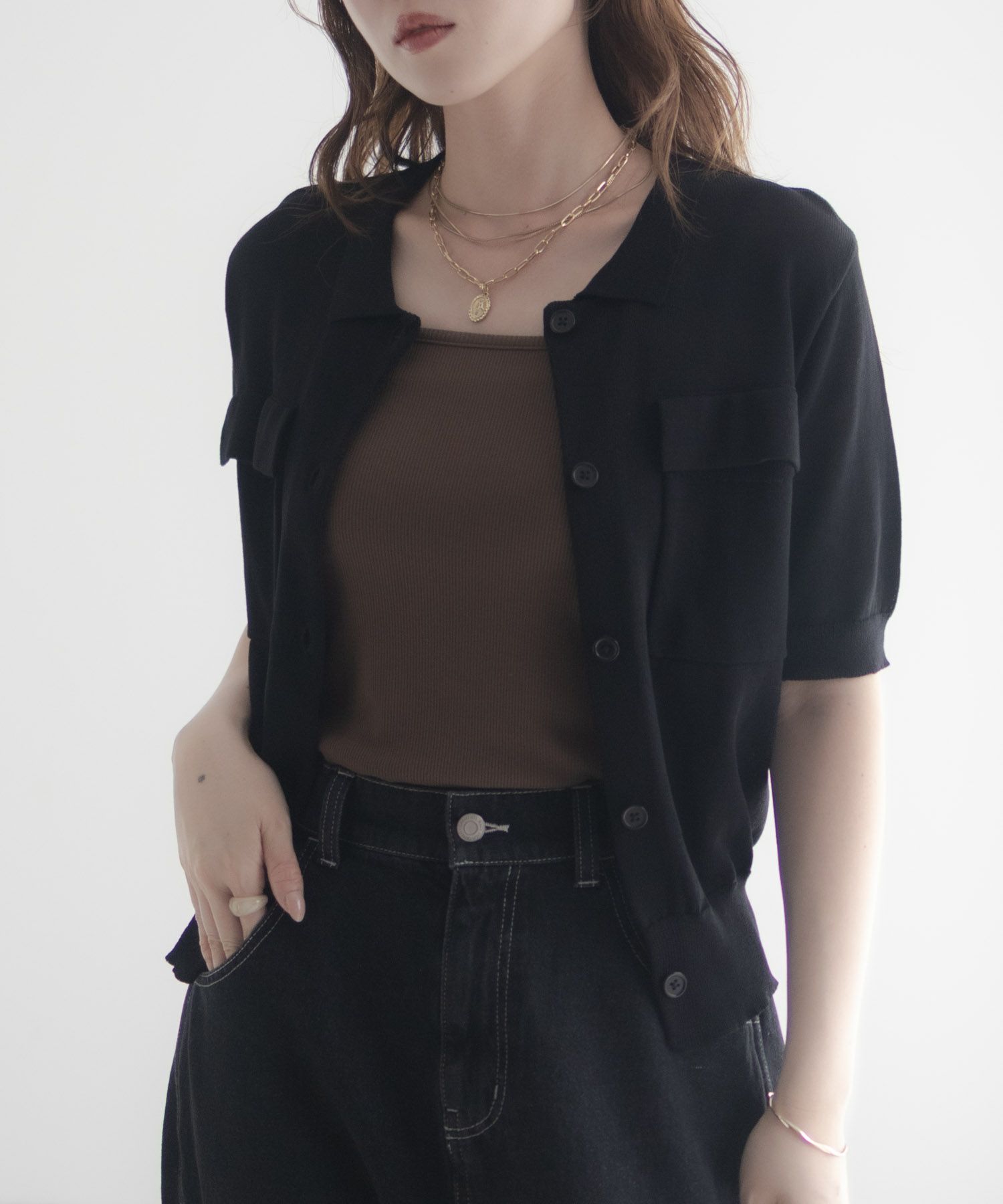 milli de l'air ポロカラーダブルポケットニット レディース商品画像-16