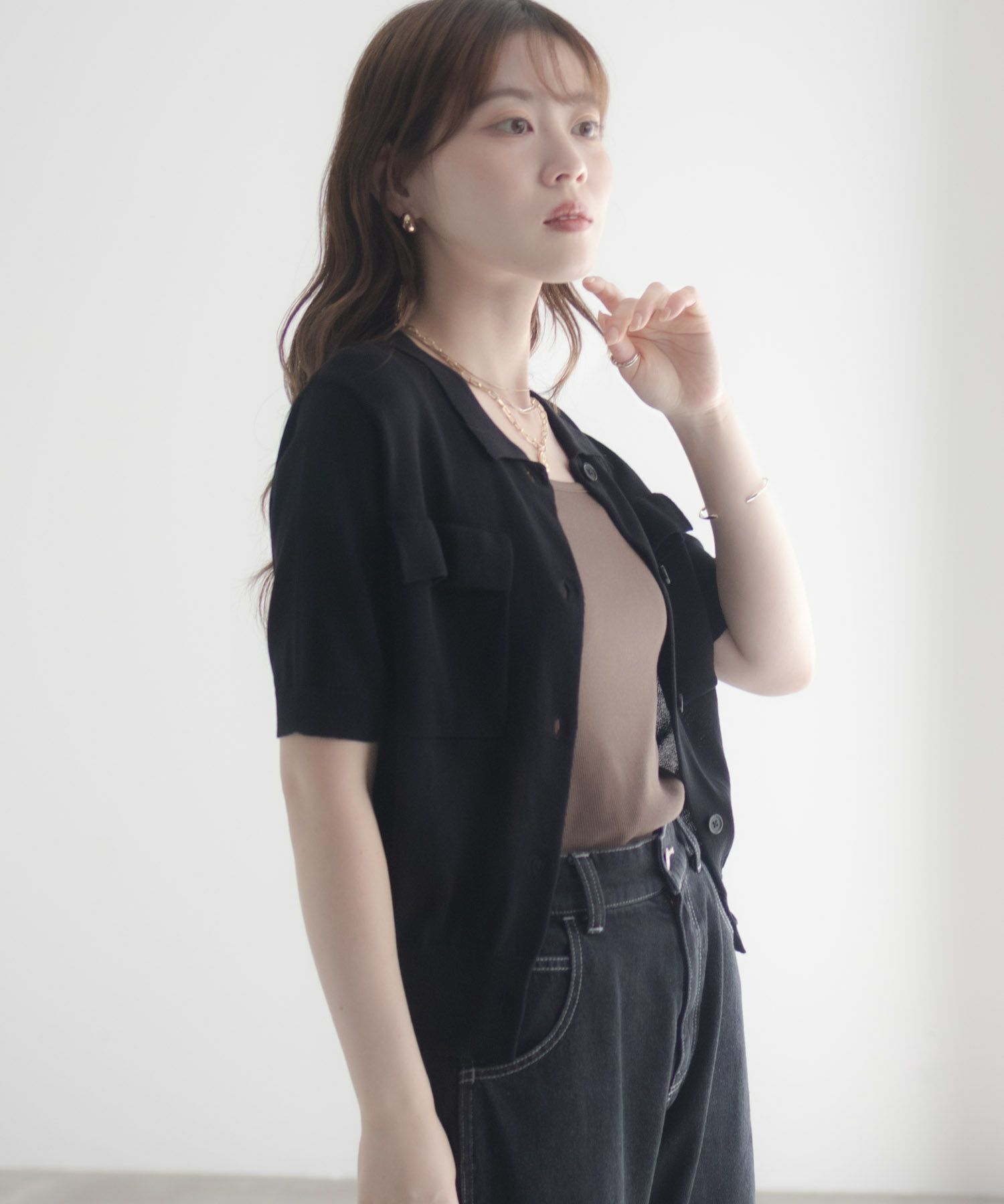 [さらに50%OFF]milli de l'air ポロカラーダブルポケットニット レディース商品画像-17