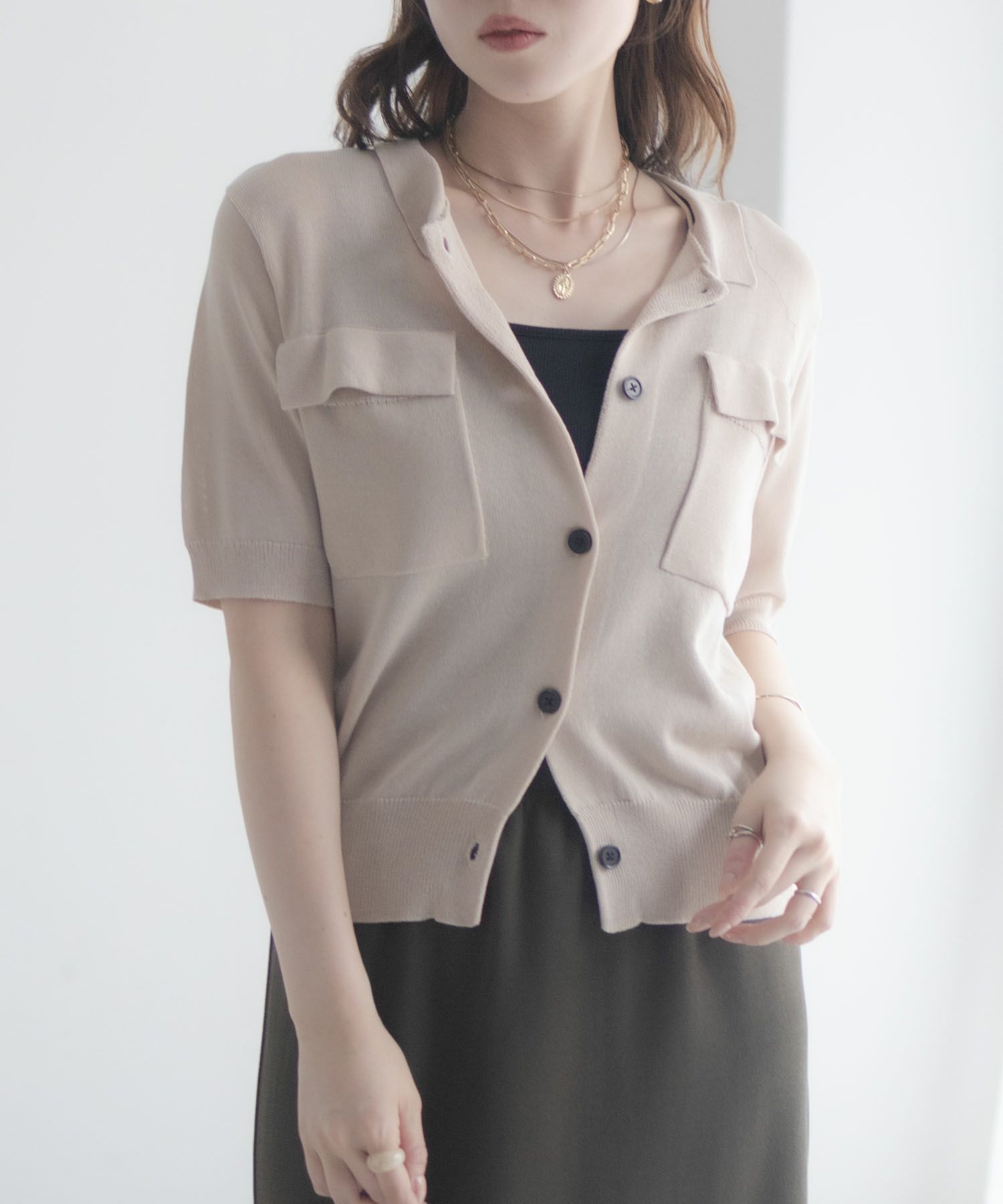 milli de l'air ポロカラーダブルポケットニット レディース商品画像-21