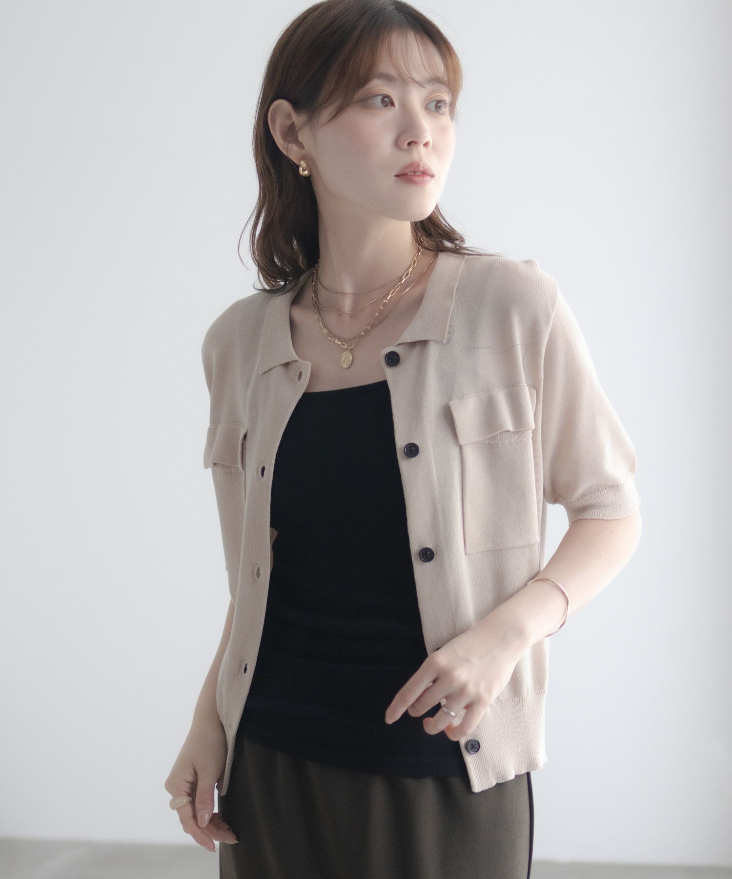 milli de l'air ポロカラーダブルポケットニット レディース商品画像-22