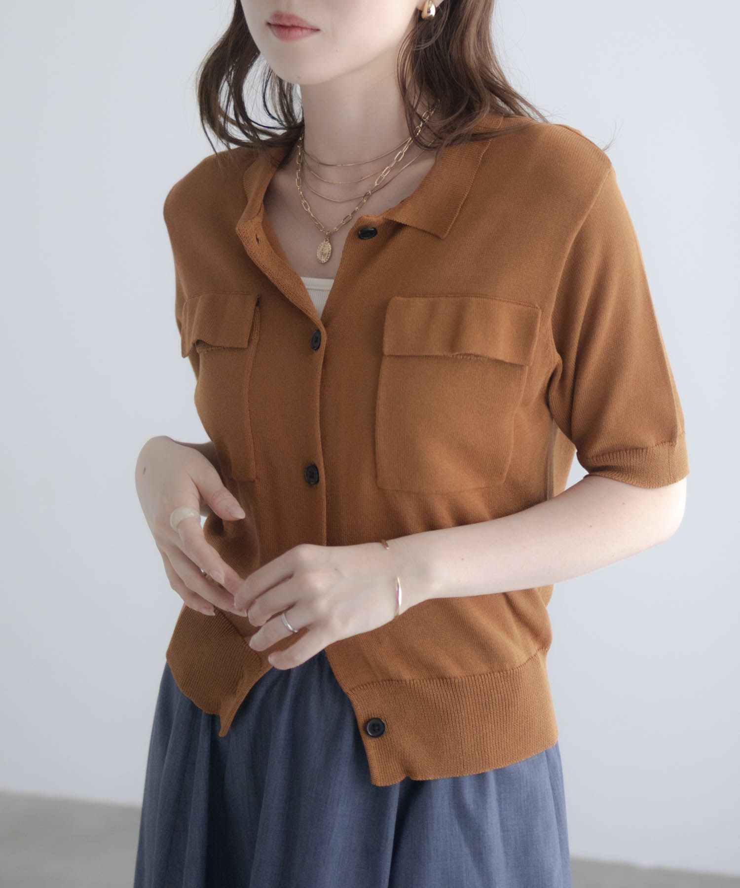 [さらに50%OFF]milli de l'air ポロカラーダブルポケットニット レディース商品画像-26