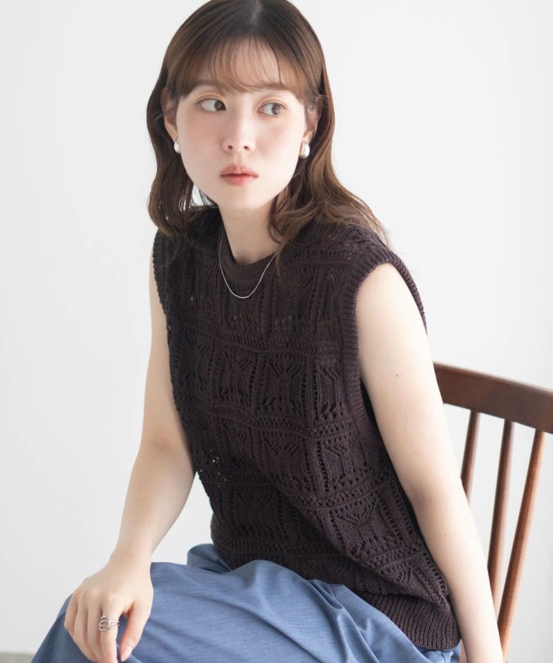 milli de l'air 幾何柄編みニットベスト レディース商品画像-1