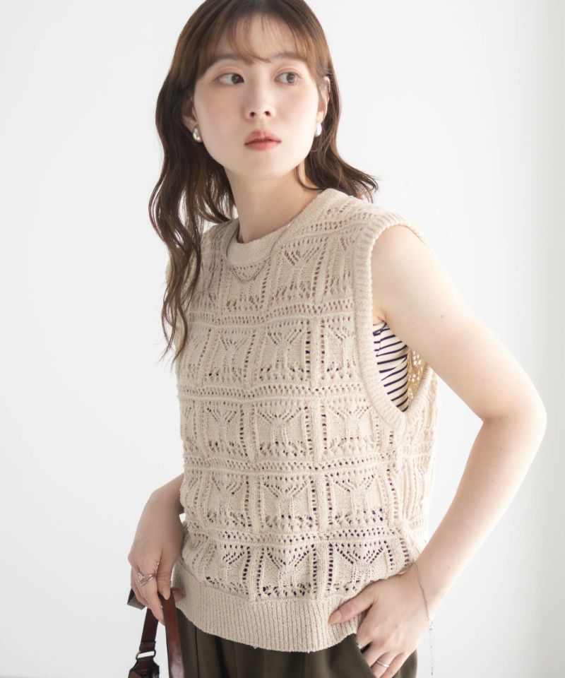 milli de l'air 幾何柄編みニットベスト レディース商品画像-2