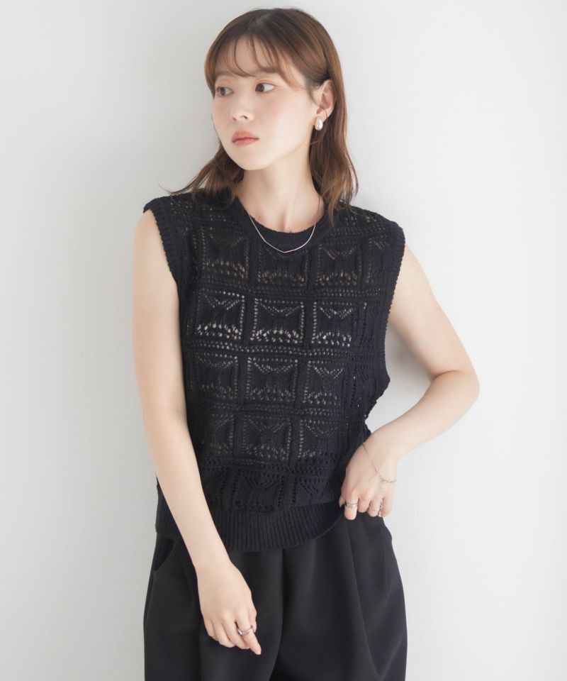 milli de l'air 幾何柄編みニットベスト レディース商品画像-3