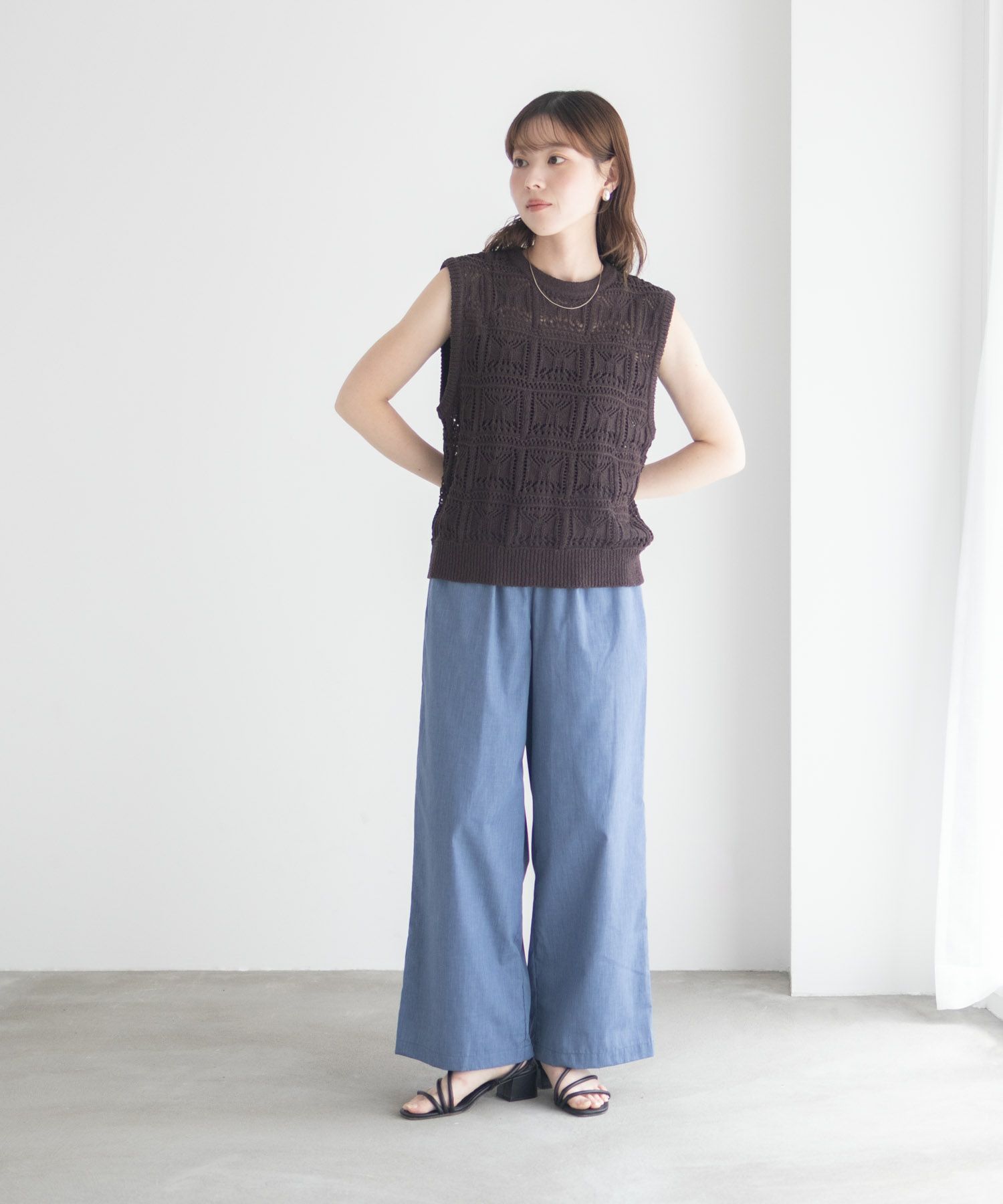 [さらに50%OFF]milli de l'air 幾何柄編みニットベスト レディース商品画像-9