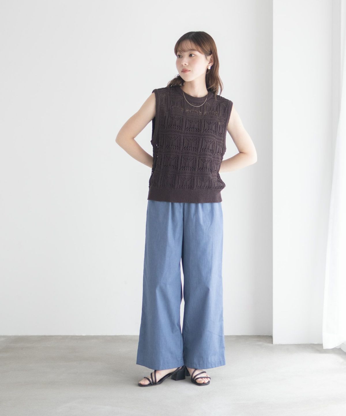 milli de l'air 幾何柄編みニットベスト レディース