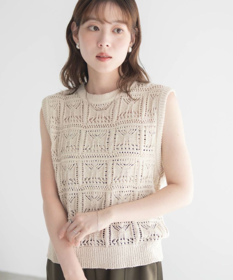 milli de l'air 幾何柄編みニットベスト レディース商品画像-10