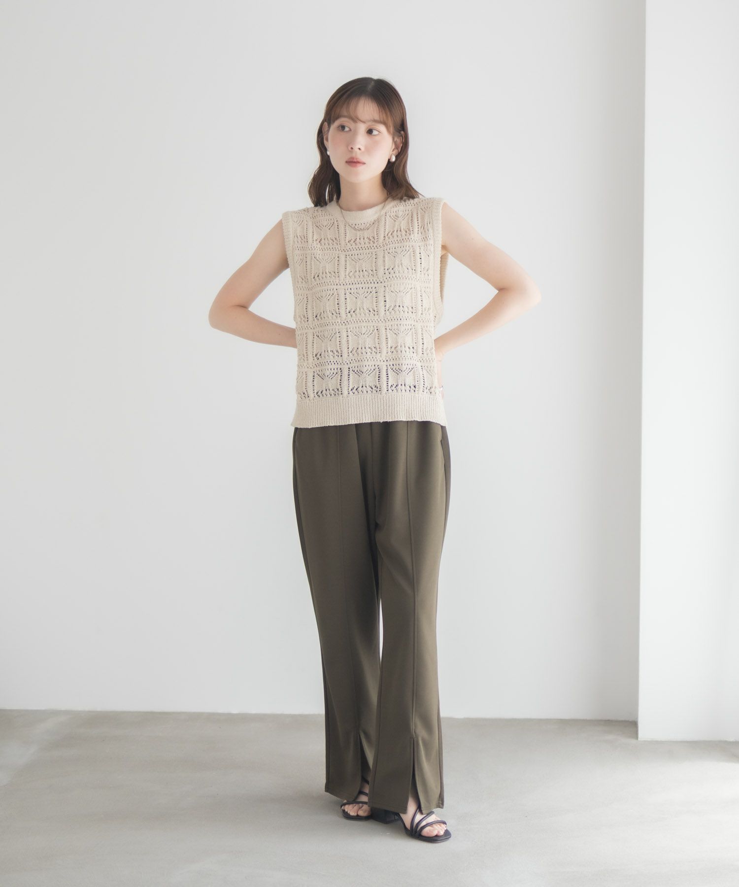 milli de l'air 幾何柄編みニットベスト レディース