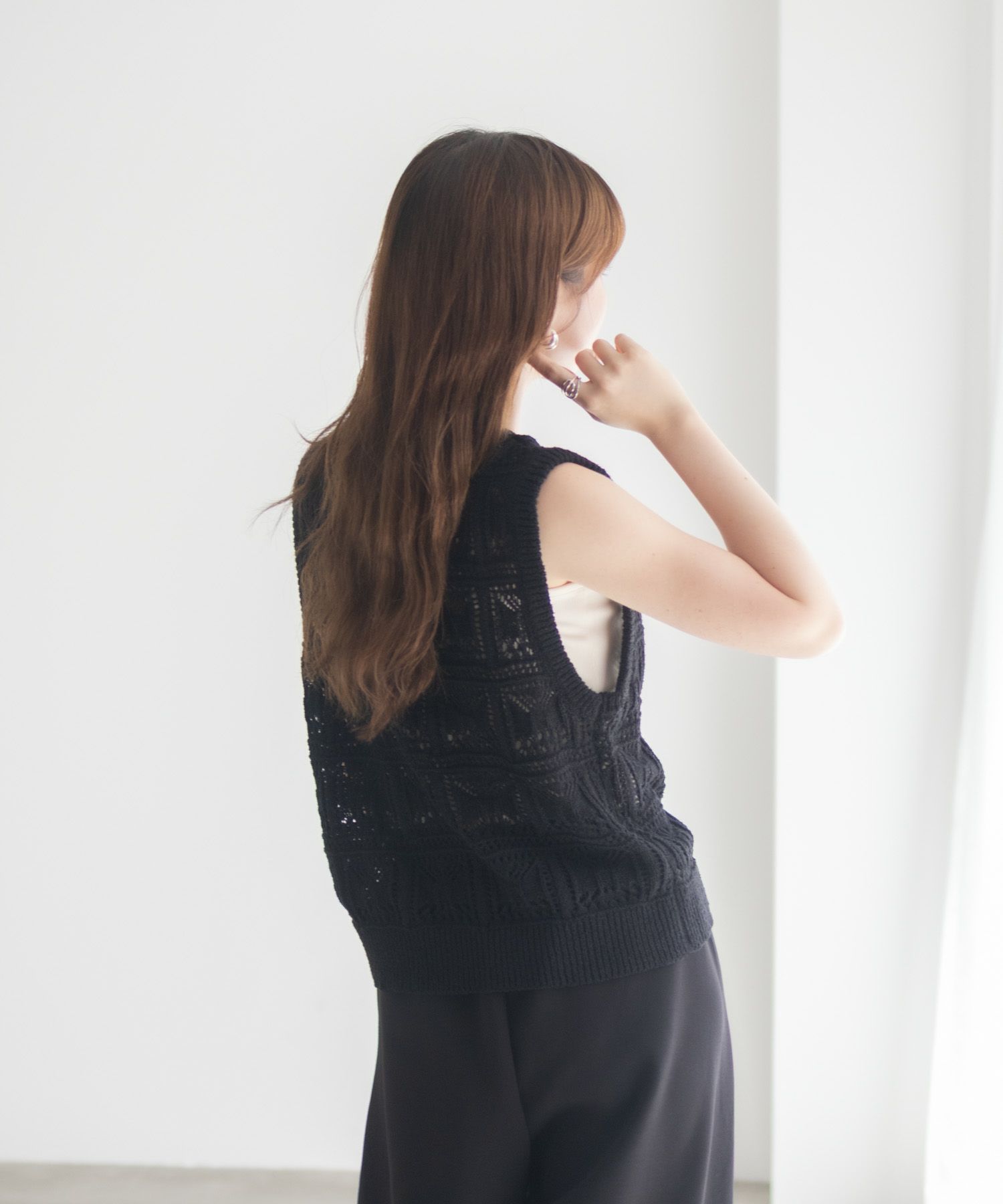 [さらに50%OFF]milli de l'air 幾何柄編みニットベスト レディース商品サムネイル-16