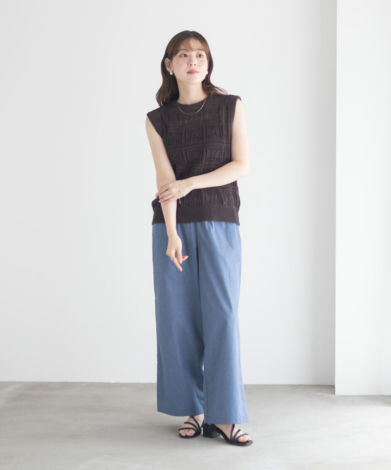 milli de l'air 幾何柄編みニットベスト レディース