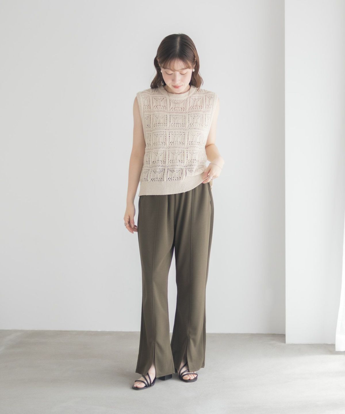 milli de l'air 幾何柄編みニットベスト レディース