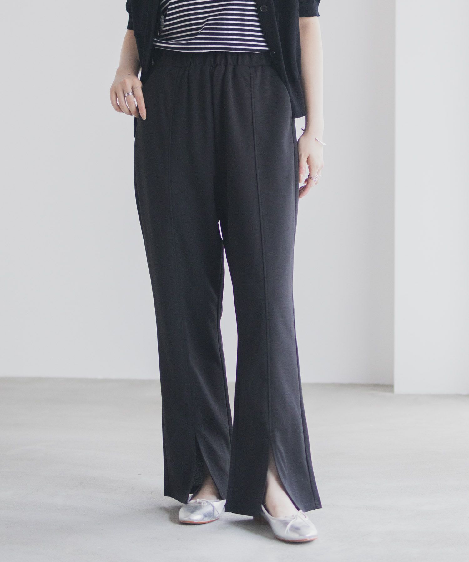 milli de l'air  カットジョーゼットスリットパンツ レディース商品画像-5