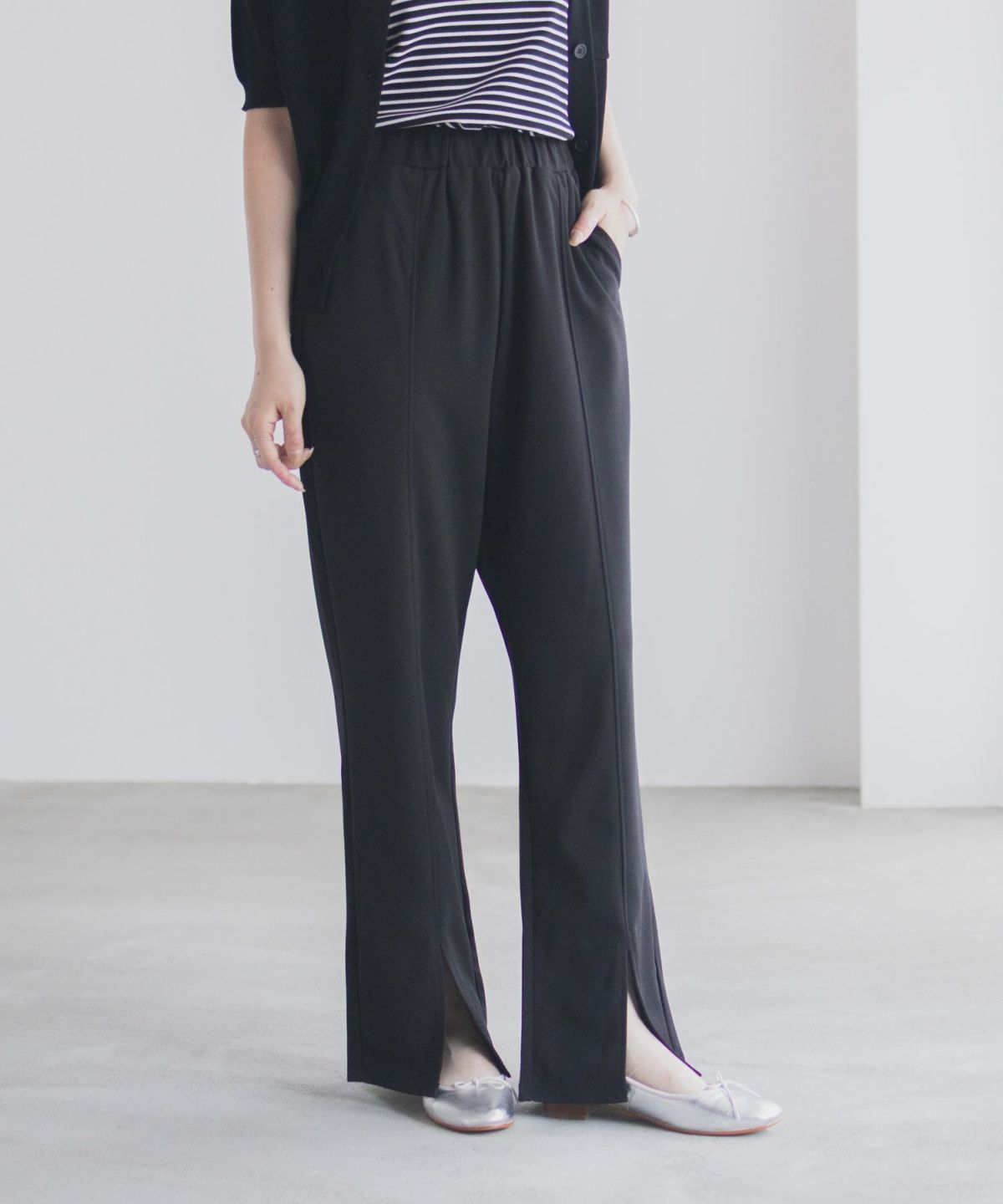 milli de l'air カットジョーゼットスリットパンツ レディース