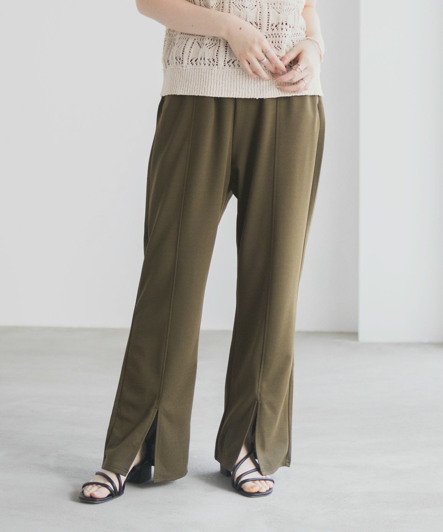 milli de l'air カットジョーゼットスリットパンツ レディース