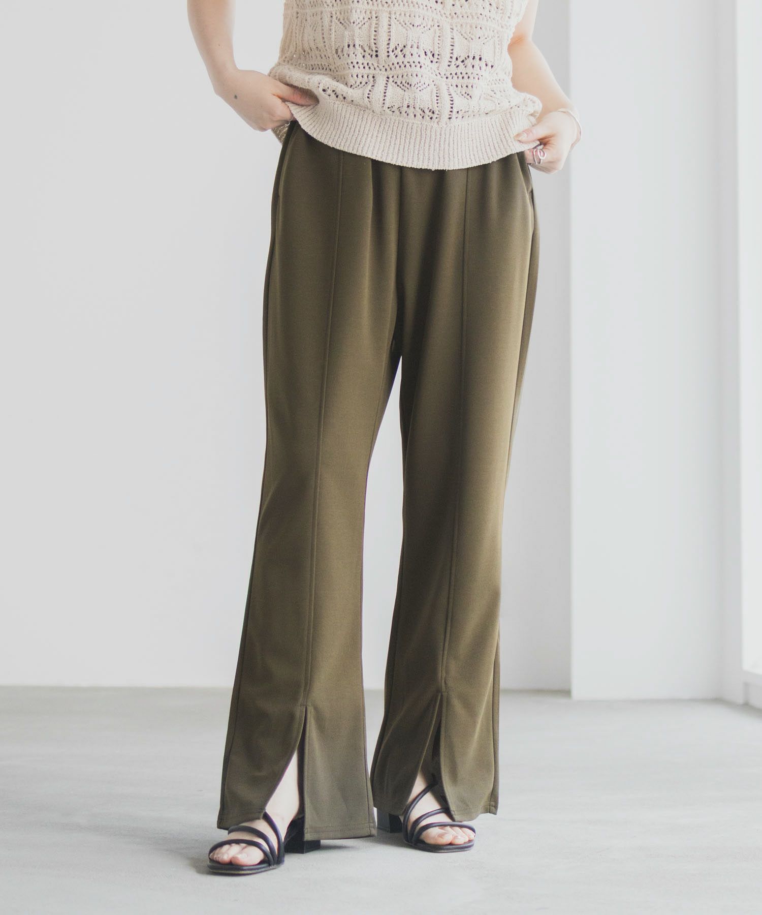 milli de l'air カットジョーゼットスリットパンツ レディース商品画像-11