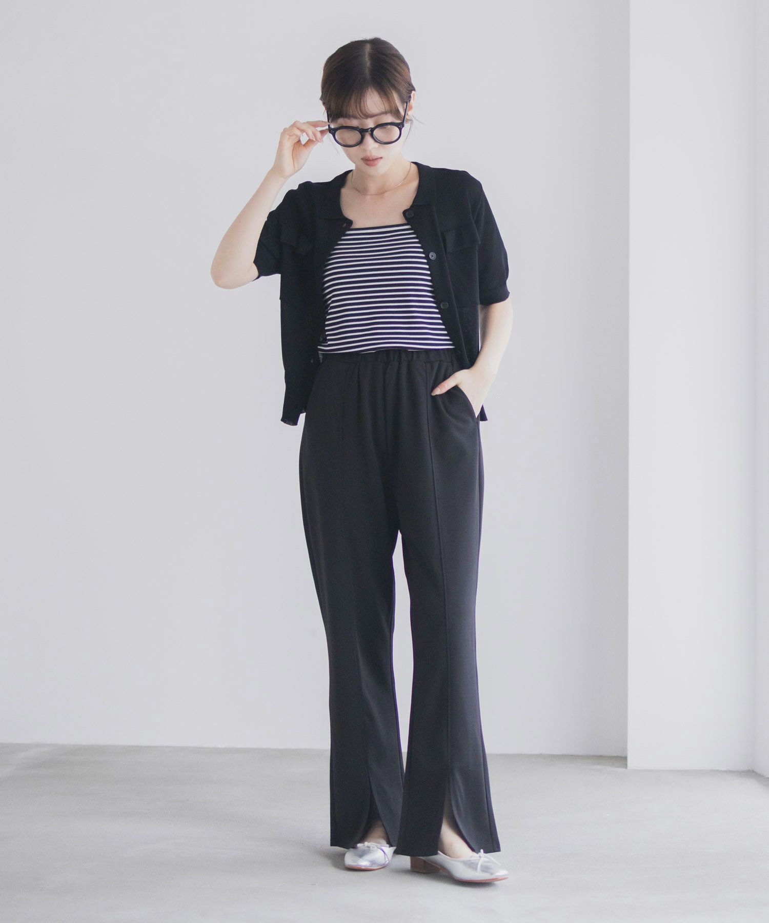 milli de l'air カットジョーゼットスリットパンツ レディース商品画像-25