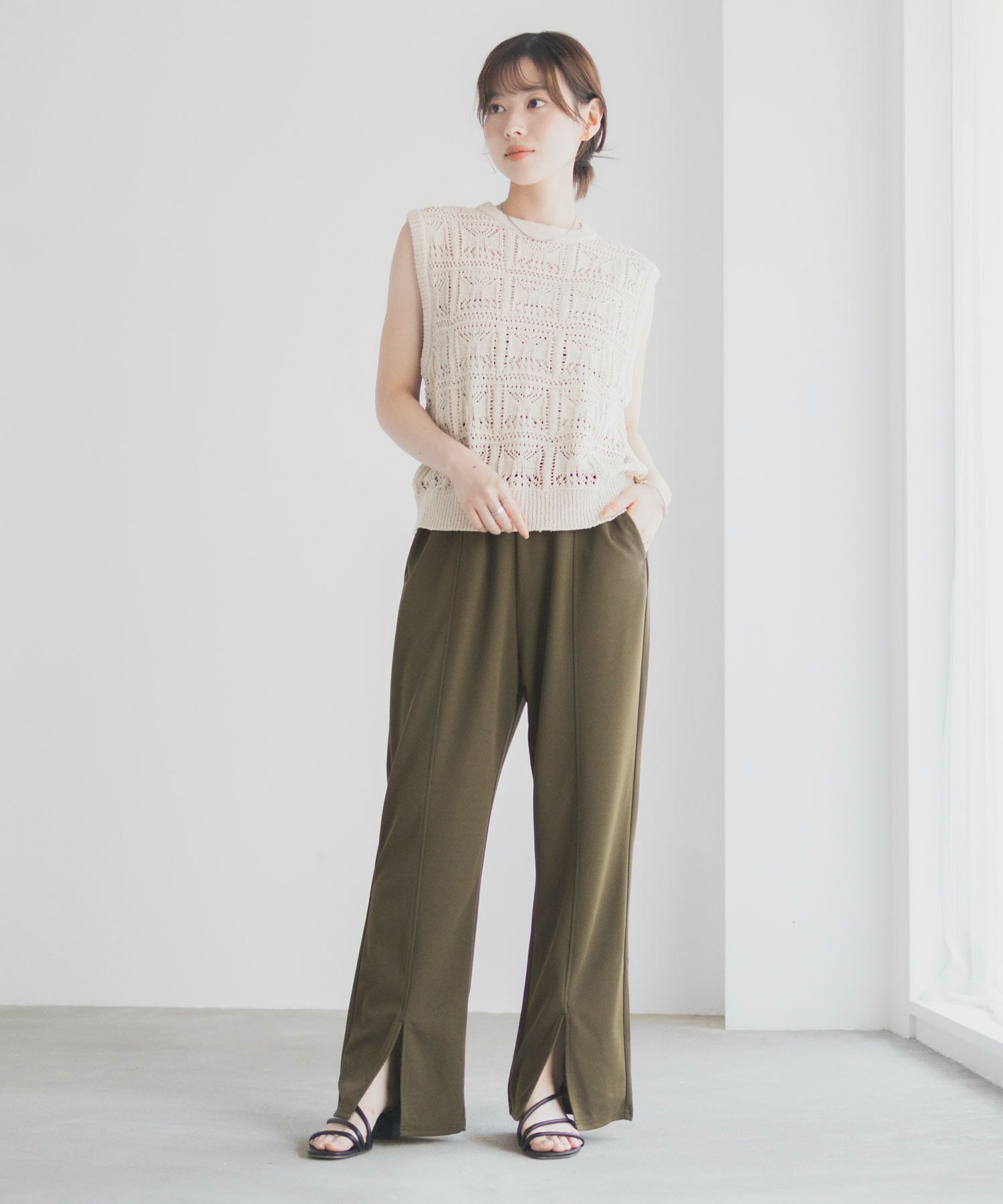 milli de l'air  カットジョーゼットスリットパンツ レディース商品画像-26