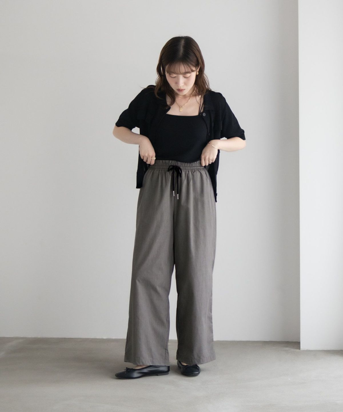 milli de l'air デニムライクセミワイドパンツ レディース