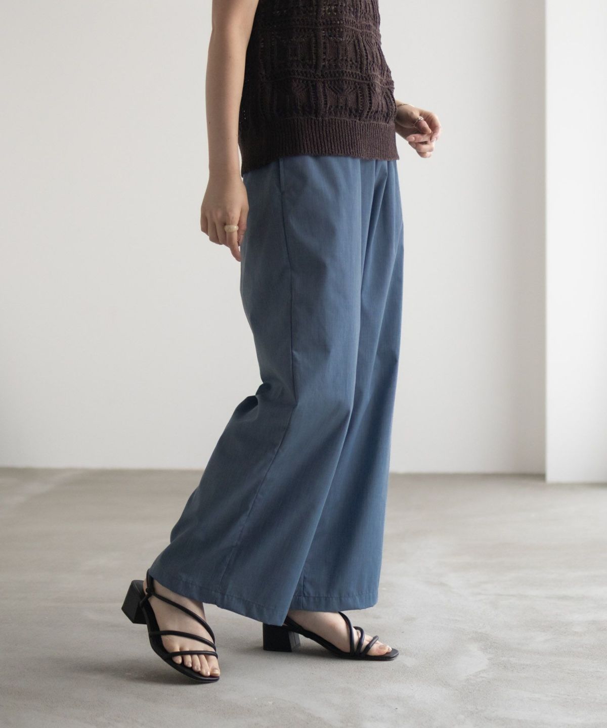 milli de l'air デニムライクセミワイドパンツ レディース