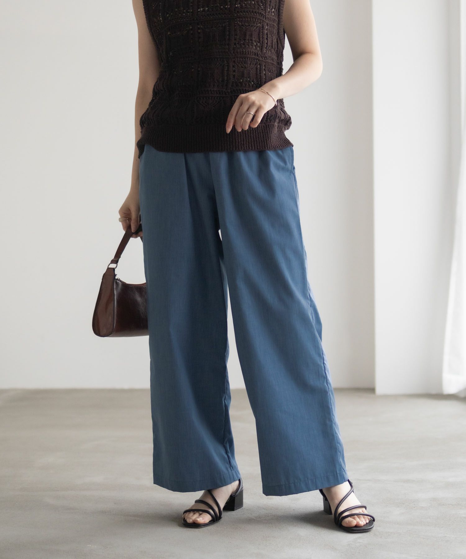 milli de l'air デニムライクセミワイドパンツ レディース