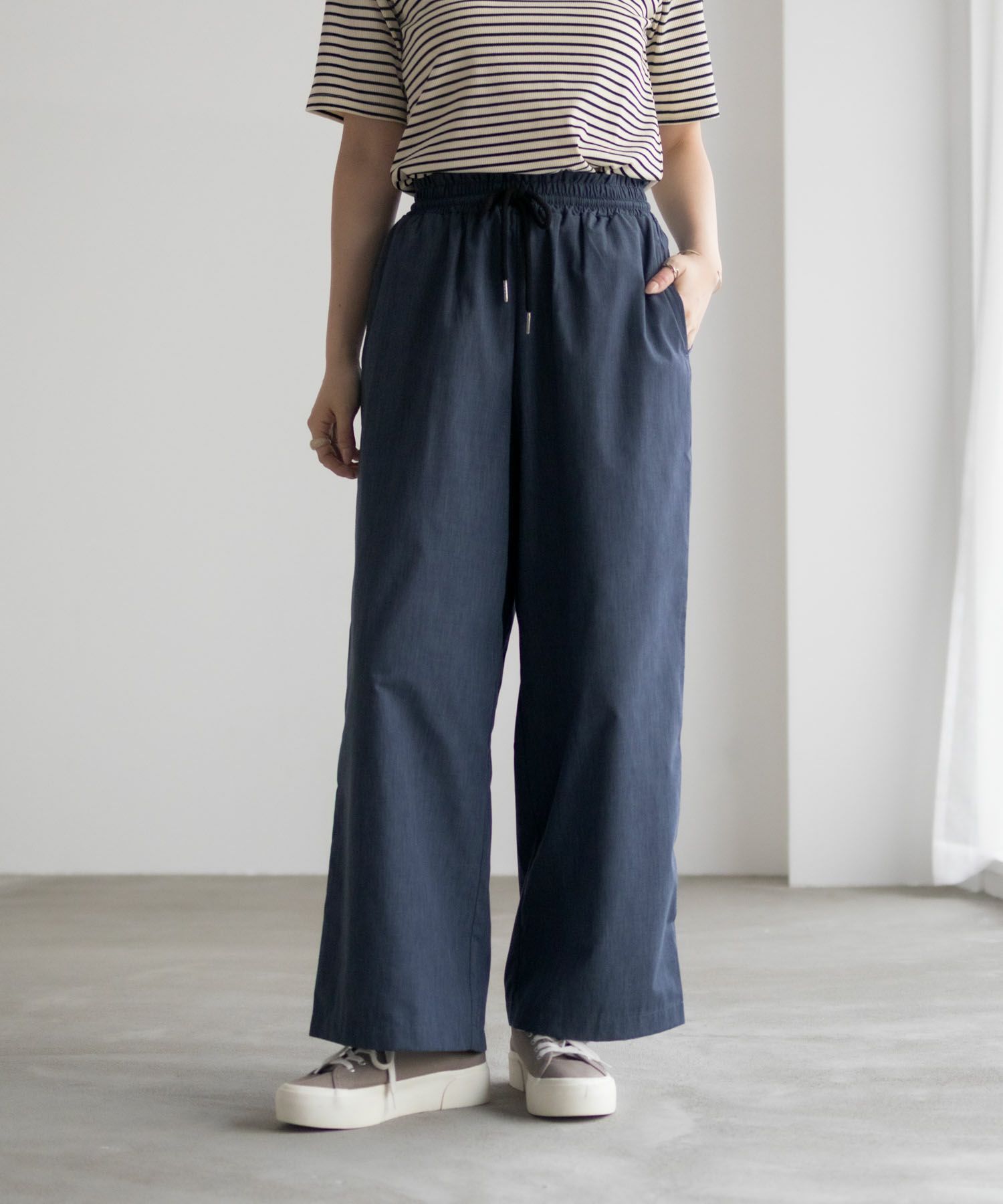 milli de l'air デニムライクセミワイドパンツ レディース