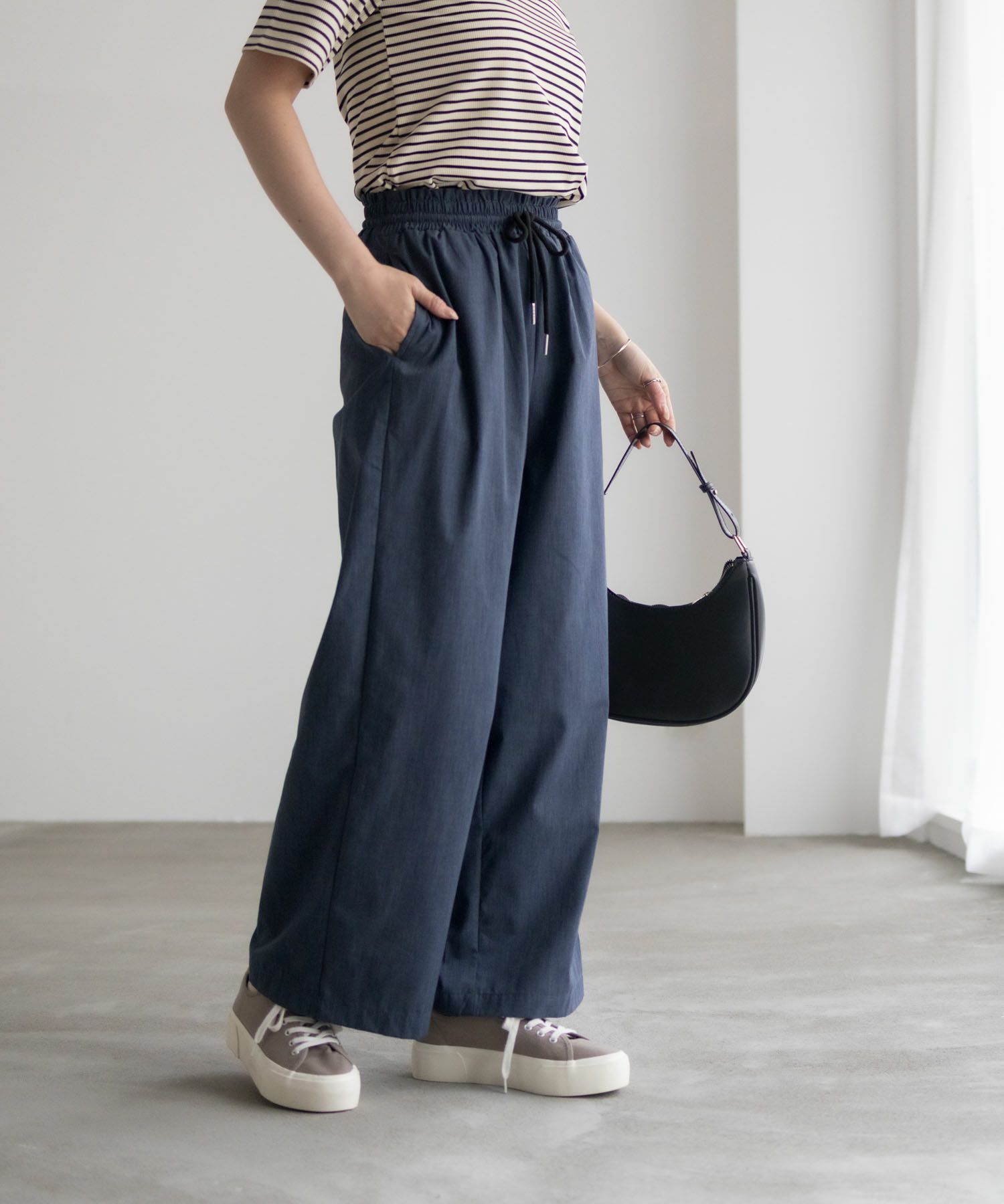 milli de l'air デニムライクセミワイドパンツ レディース