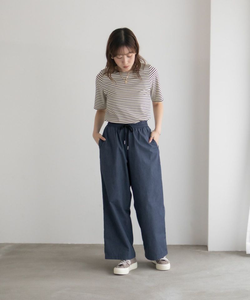 milli de l'air デニムライクセミワイドパンツ レディース