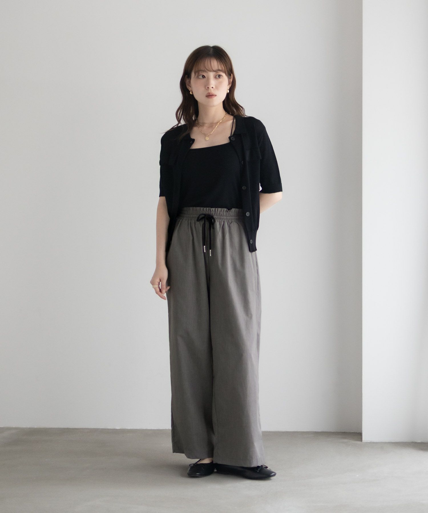 milli de l'air デニムライクセミワイドパンツ レディース