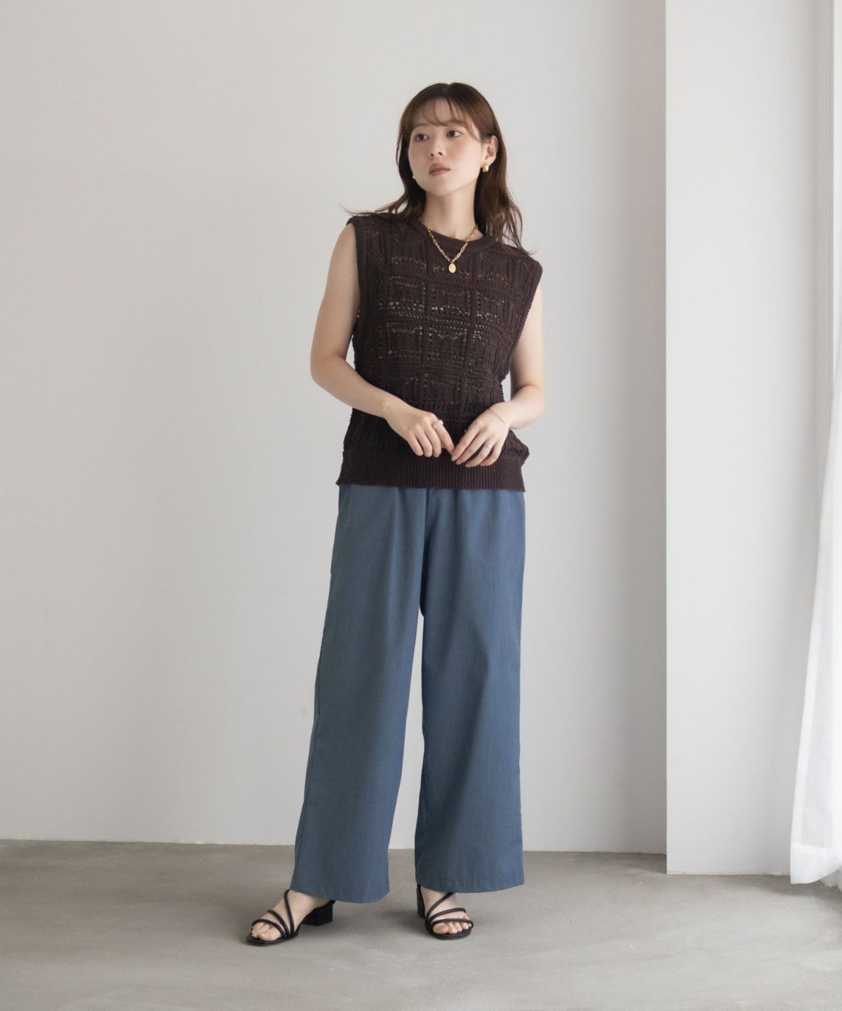 milli de l'air デニムライクセミワイドパンツ レディース