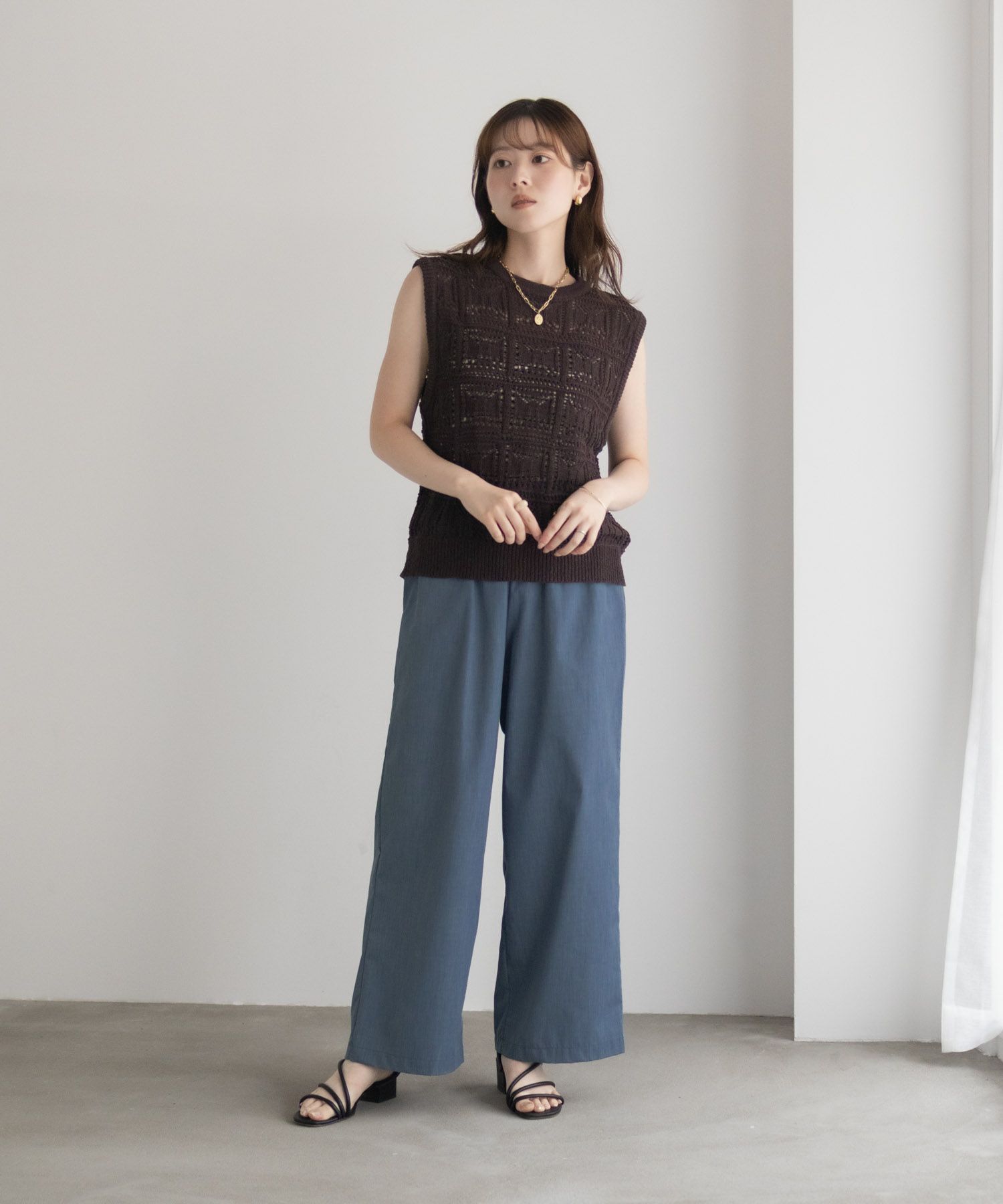 milli de l'air デニムライクセミワイドパンツ レディース