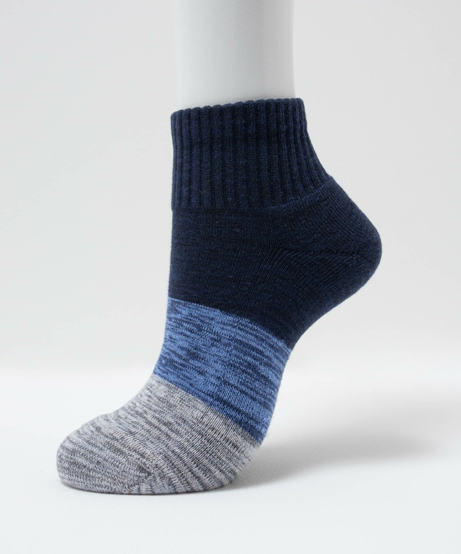 NAVY  クォーターソックス カラー切替柄 メンズ商品画像-1