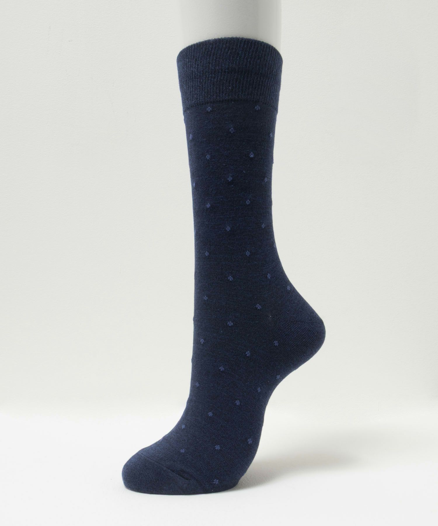 NAVY  クルーソックス ドット柄 メンズ商品画像-1