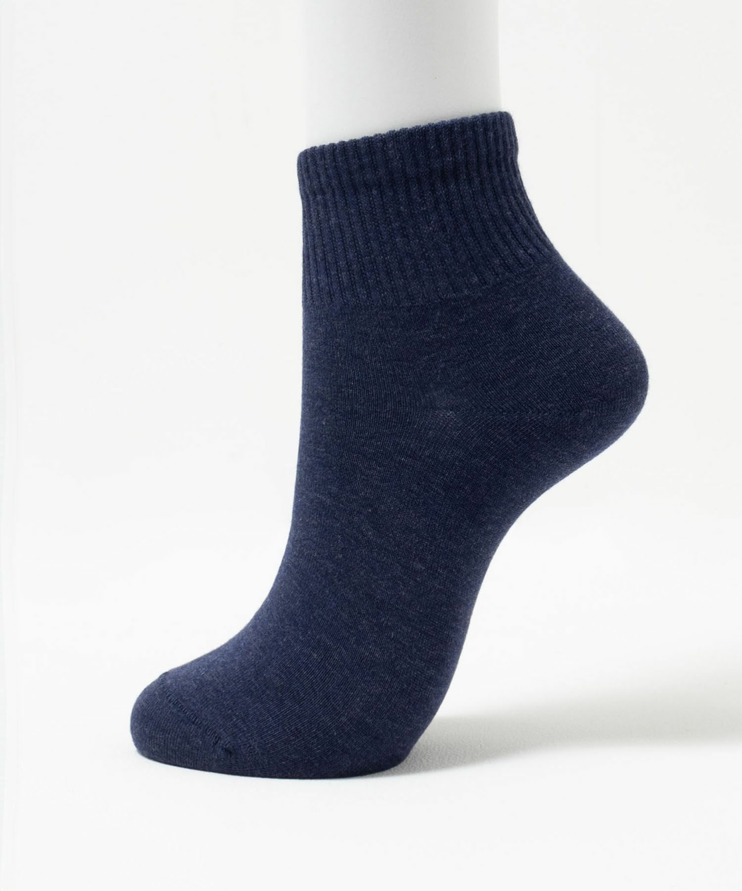 NAVY  リブクォーターソックス バンブー素材 レディース商品画像-5