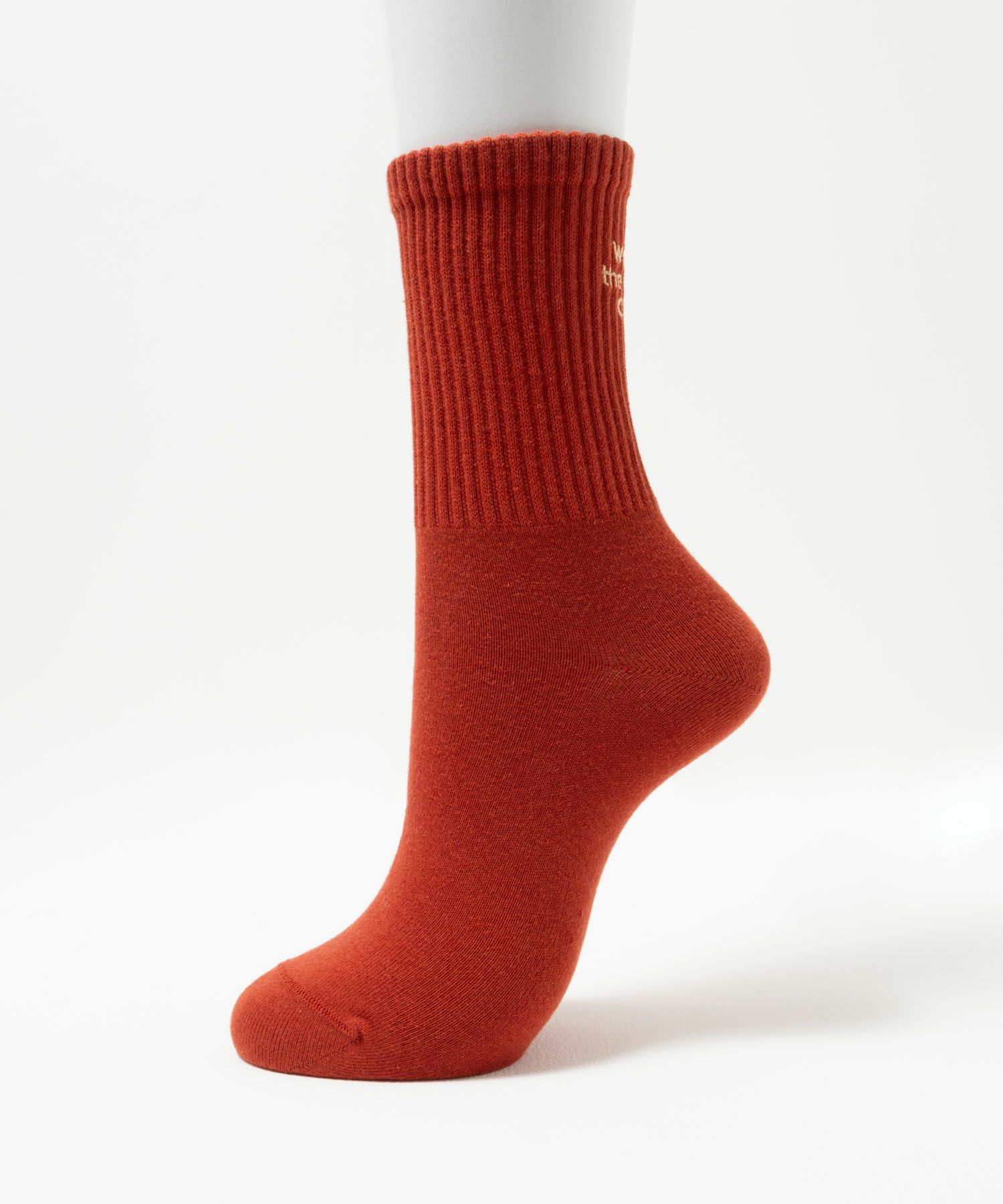 NAVY  リブクルーソックス ロゴ刺繍 レディース商品画像-1