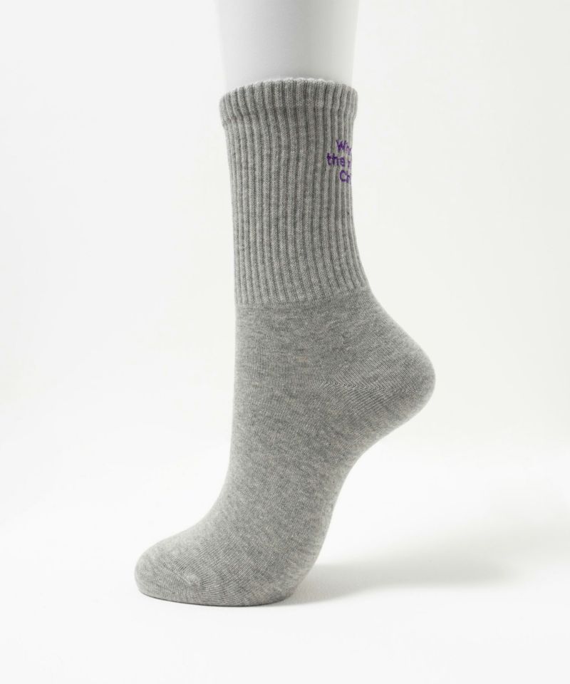 NAVY  リブクルーソックス ロゴ刺繍 レディース商品画像-2