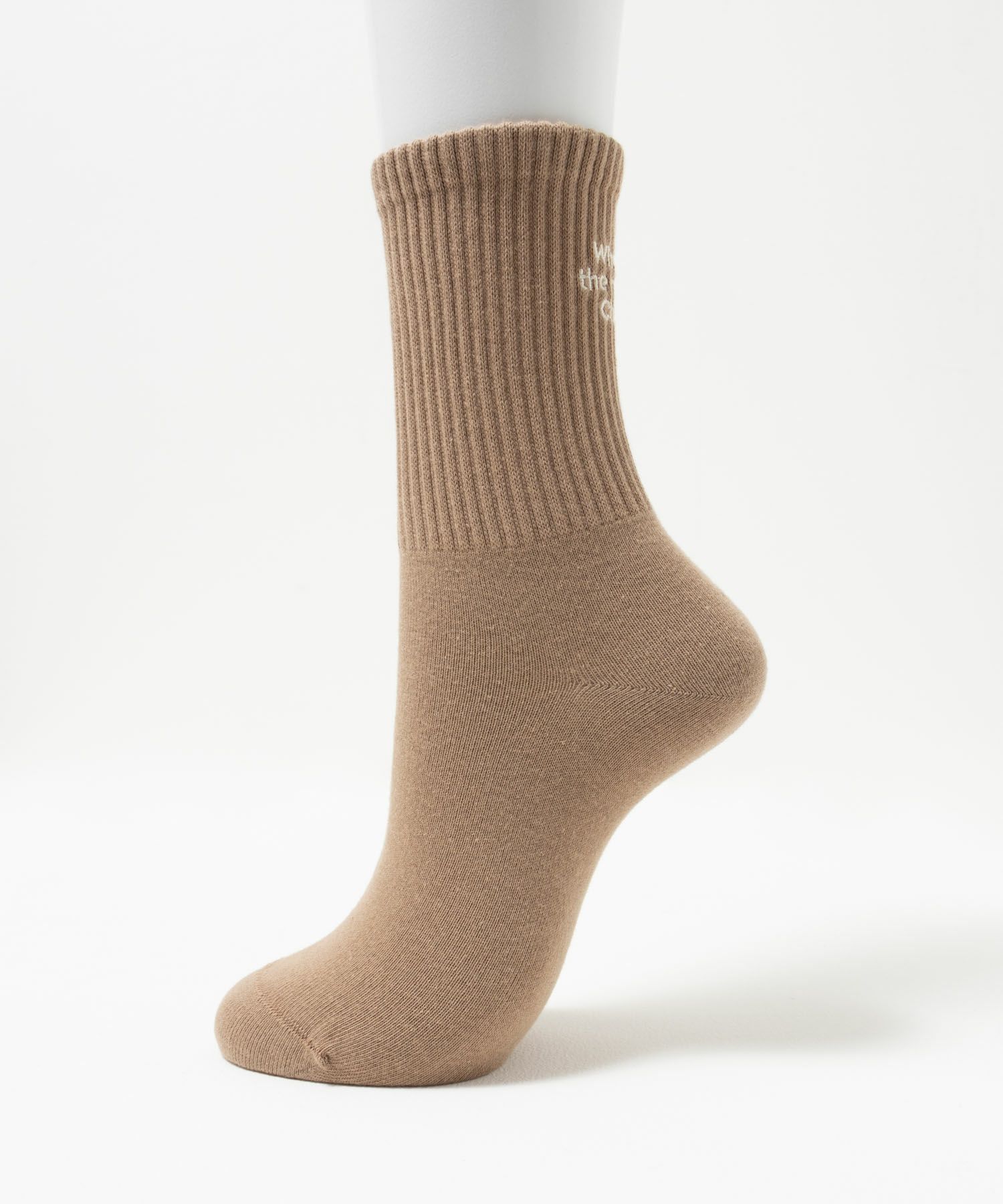 NAVY  リブクルーソックス ロゴ刺繍 レディース商品画像-5