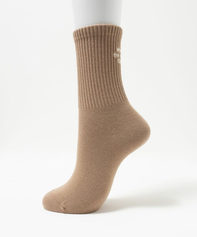 NAVY  リブクルーソックス ロゴ刺繍 レディース商品画像-5