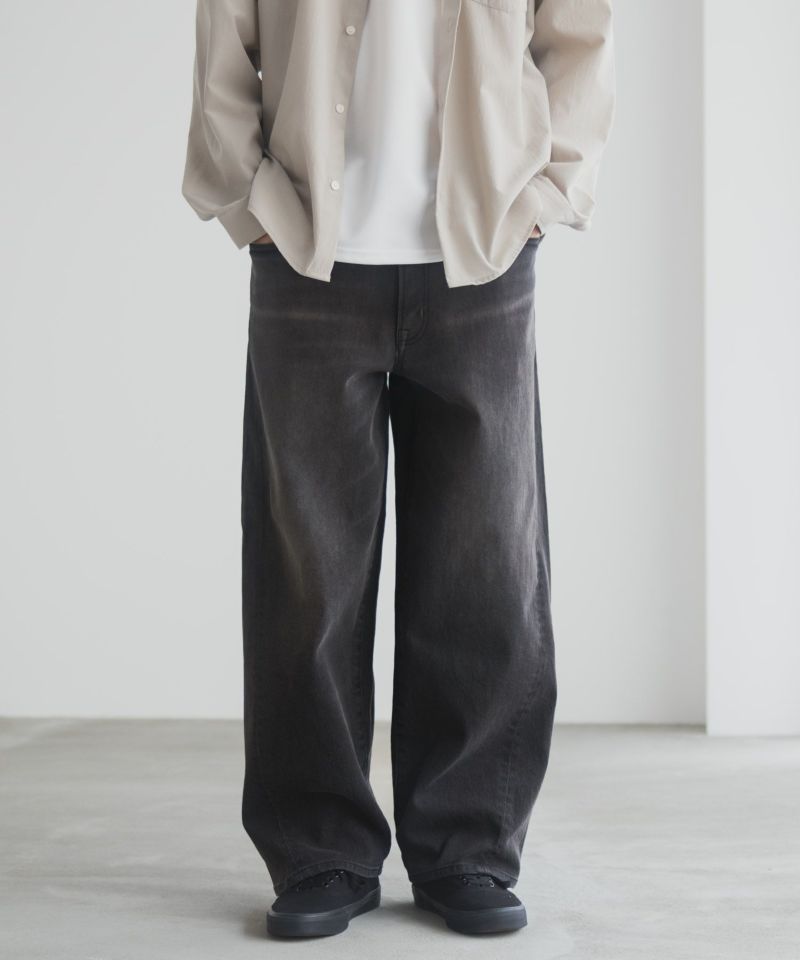 NAVY  毎日はきたくなるデニム「マイデニ」 バレルレッグ ワイドパンツ メンズ商品画像-1