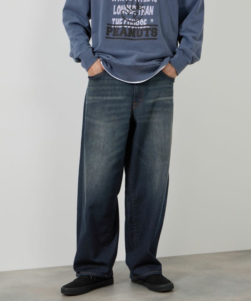 NAVY  毎日はきたくなるデニム「マイデニ」 バレルレッグ ワイドパンツ メンズ商品画像-1