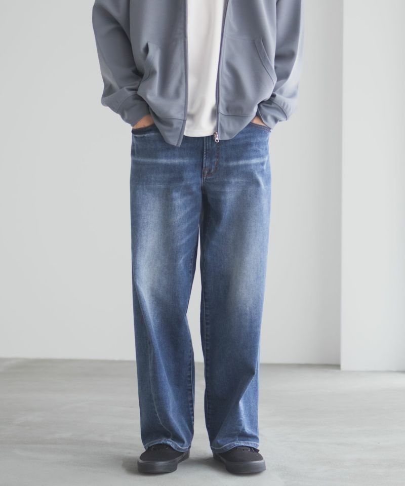 NAVY  毎日はきたくなるデニム「マイデニ」 バレルレッグ ワイドパンツ メンズ商品画像-2