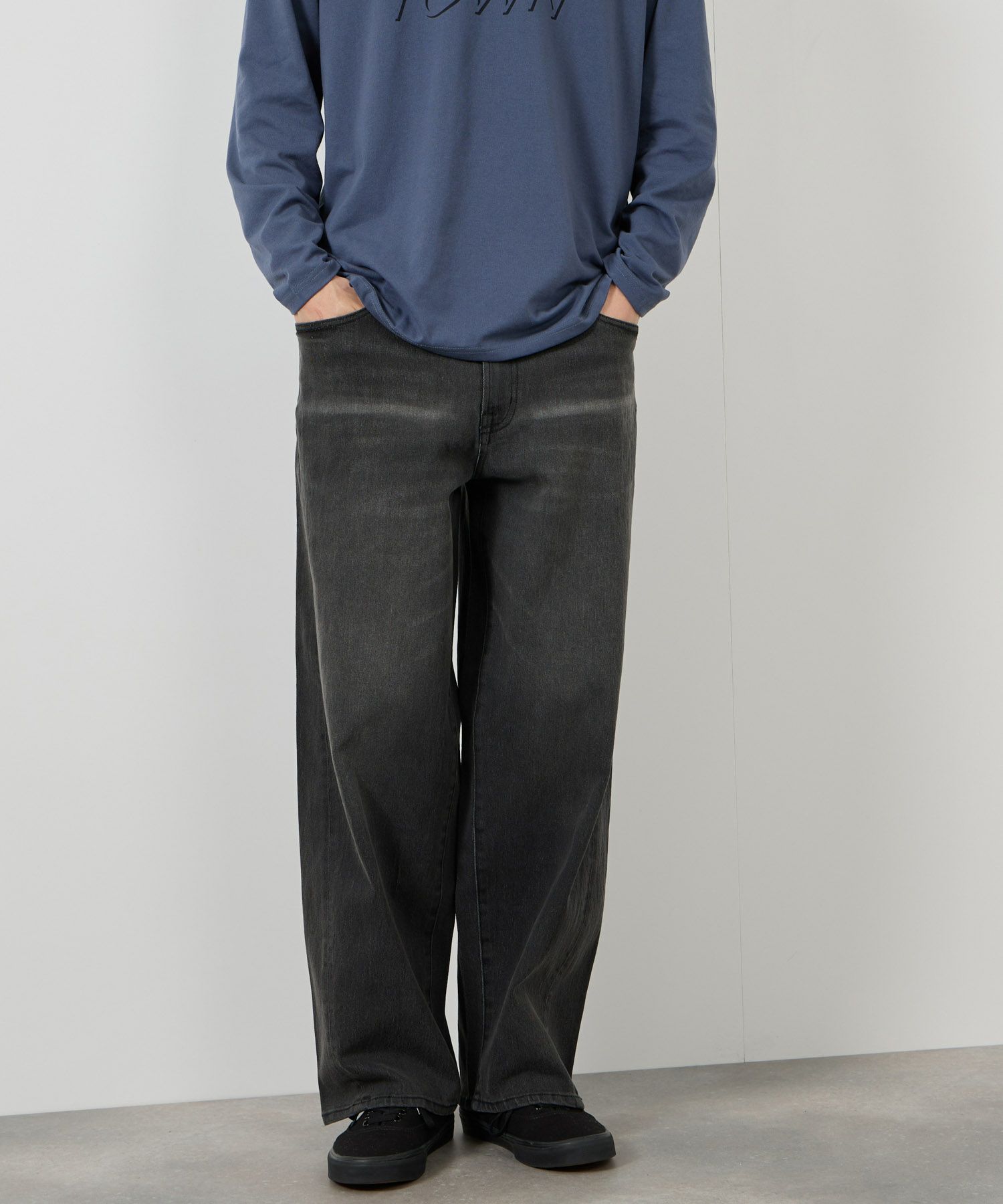 NAVY 毎日はきたくなるデニム「マイデニ」 バレルレッグ ワイドパンツ メンズ