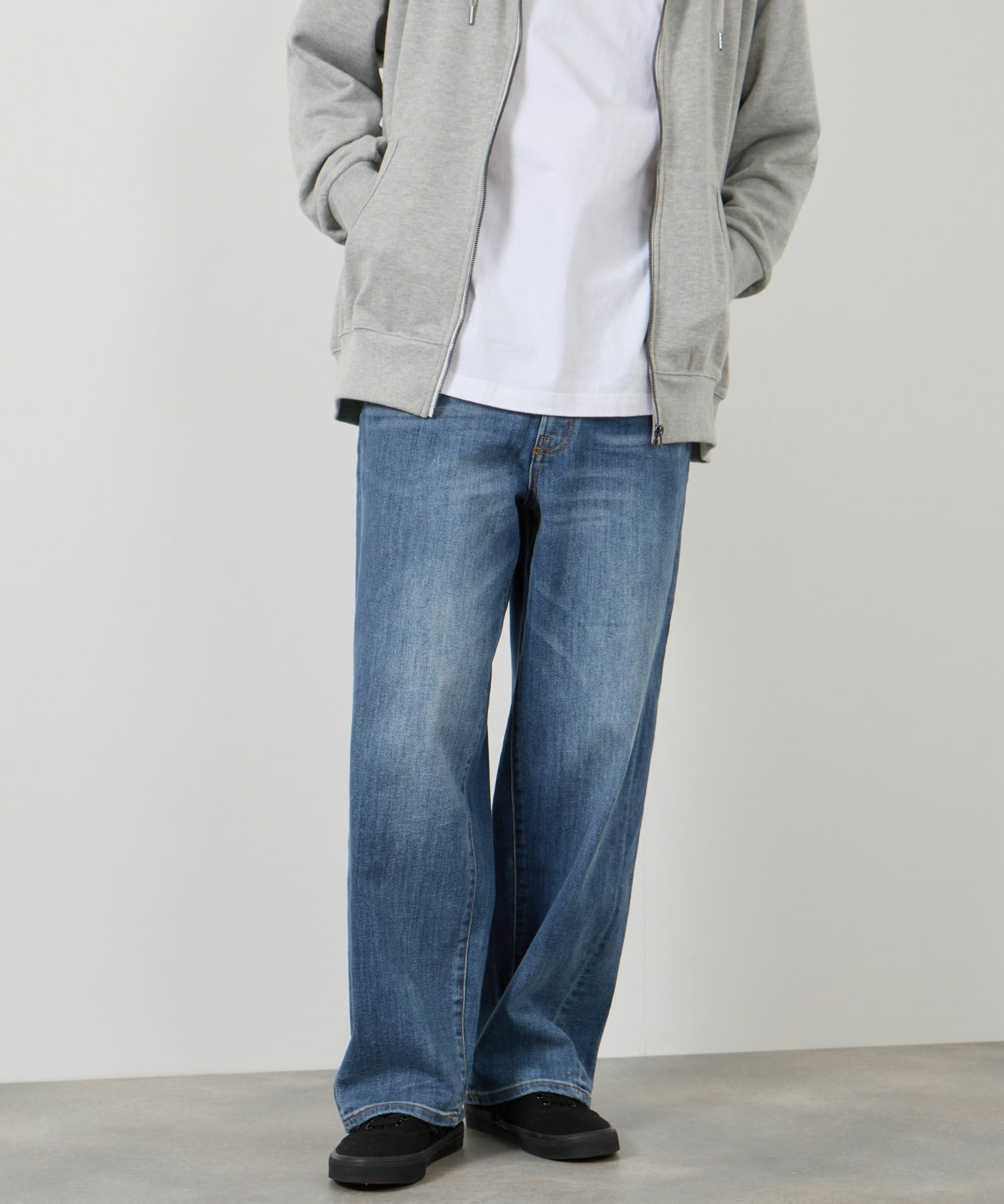 NAVY  毎日はきたくなるデニム「マイデニ」 バレルレッグ ワイドパンツ メンズ商品サムネイル-3