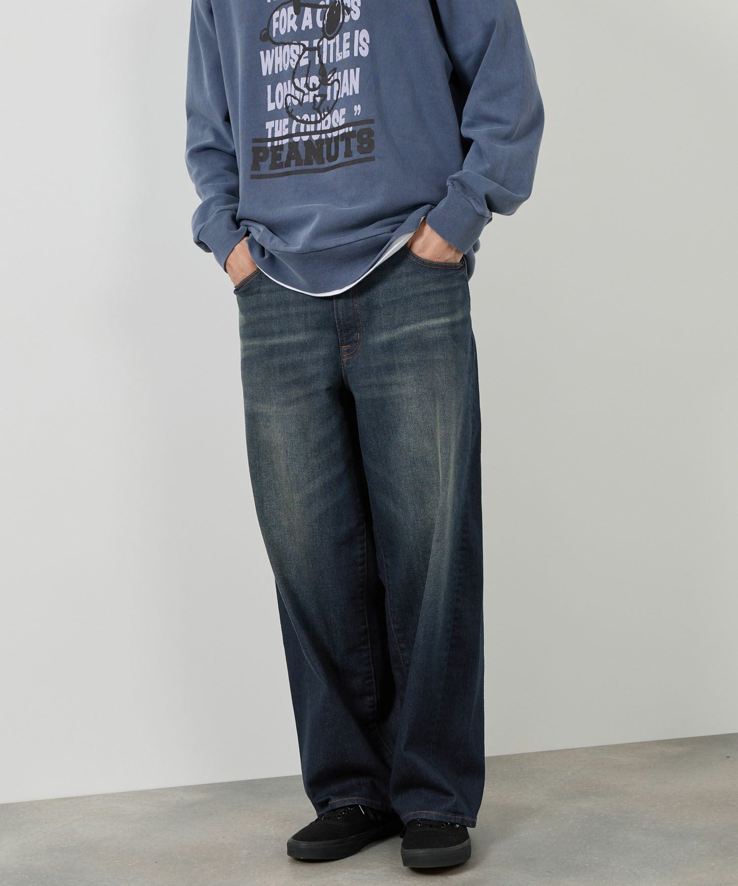 NAVY 毎日はきたくなるデニム「マイデニ」 バレルレッグ ワイドパンツ メンズ