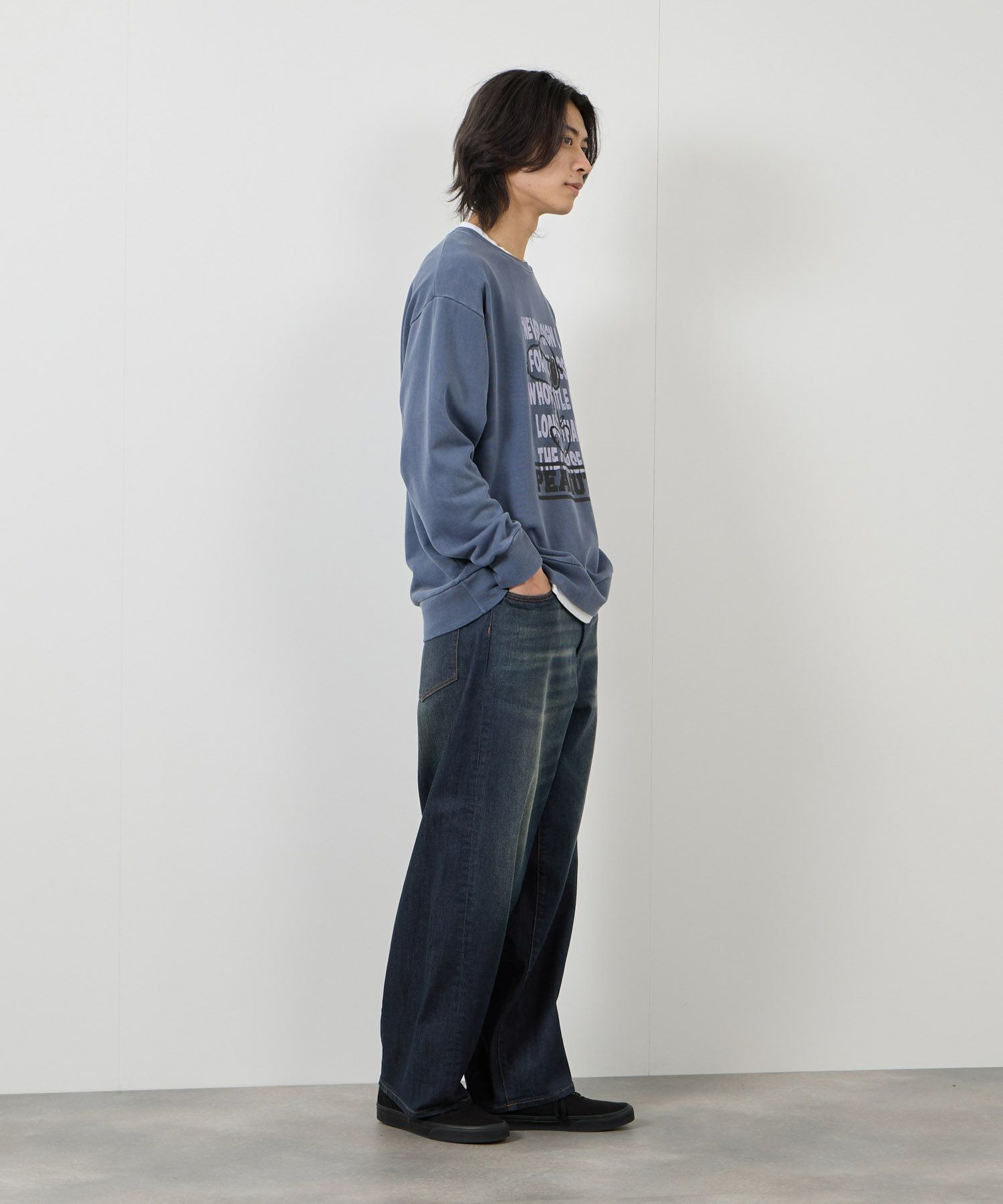 NAVY 毎日はきたくなるデニム「マイデニ」 バレルレッグ ワイドパンツ メンズ