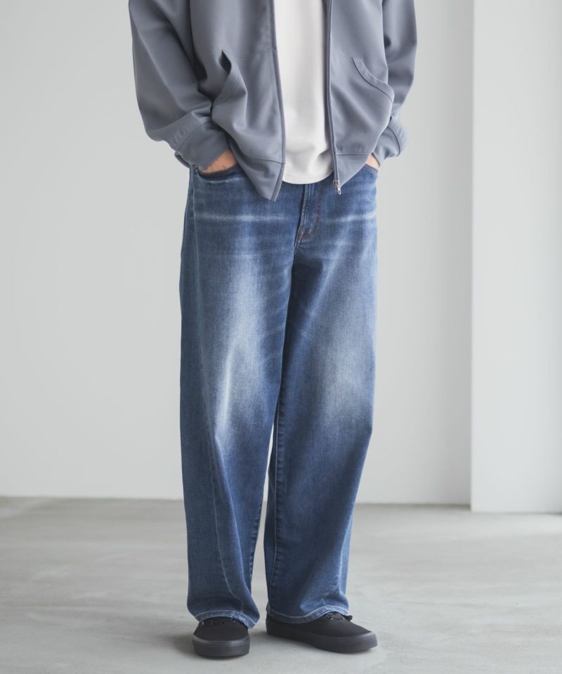NAVY  毎日はきたくなるデニム「マイデニ」 バレルレッグ ワイドパンツ メンズ商品画像-10