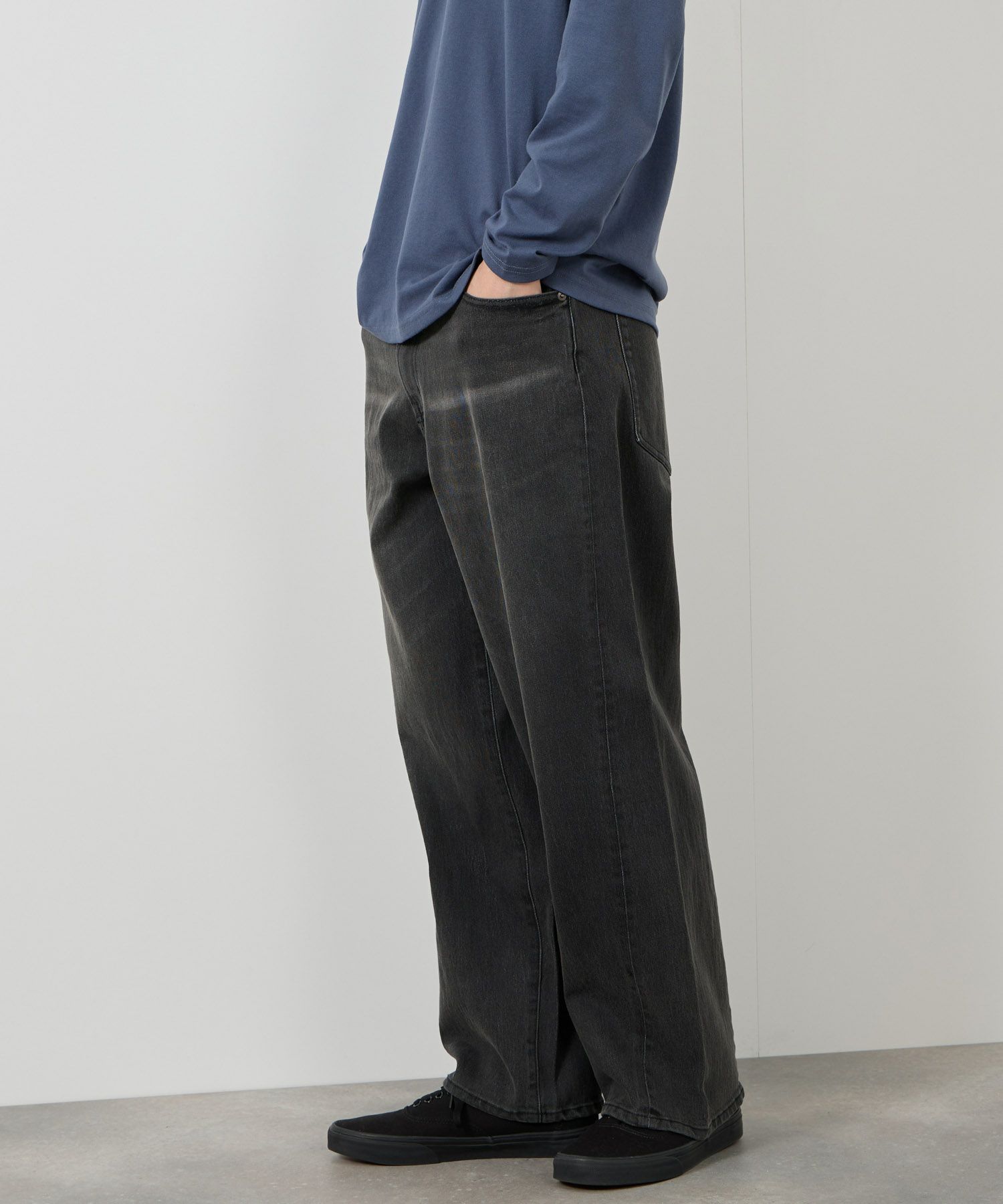 NAVY  毎日はきたくなるデニム「マイデニ」 バレルレッグ ワイドパンツ メンズ商品サムネイル-11